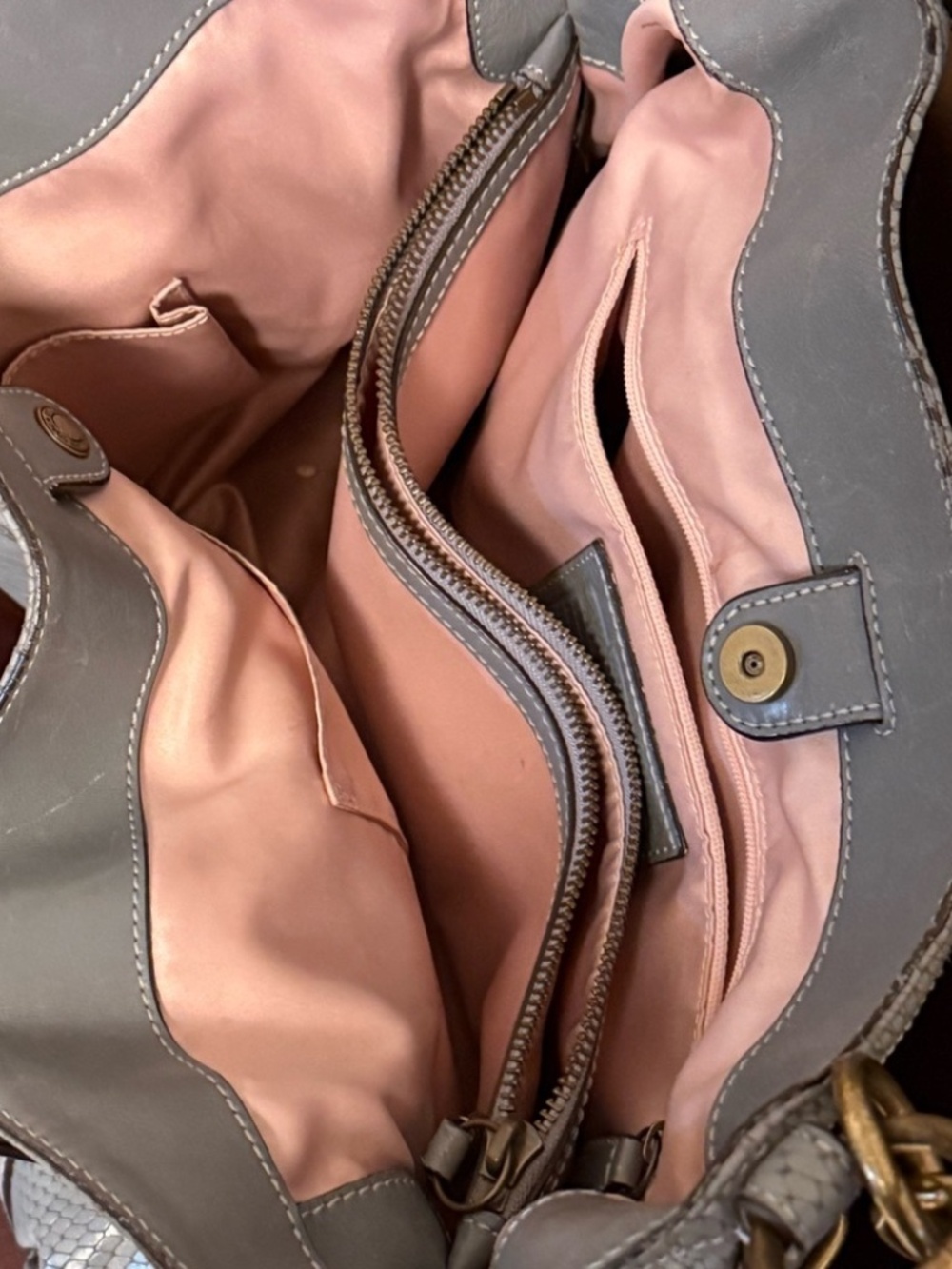 Coach 16334 Metallic Gray Silver Leather Shoulder Bag Tote - Picture 2 of 7